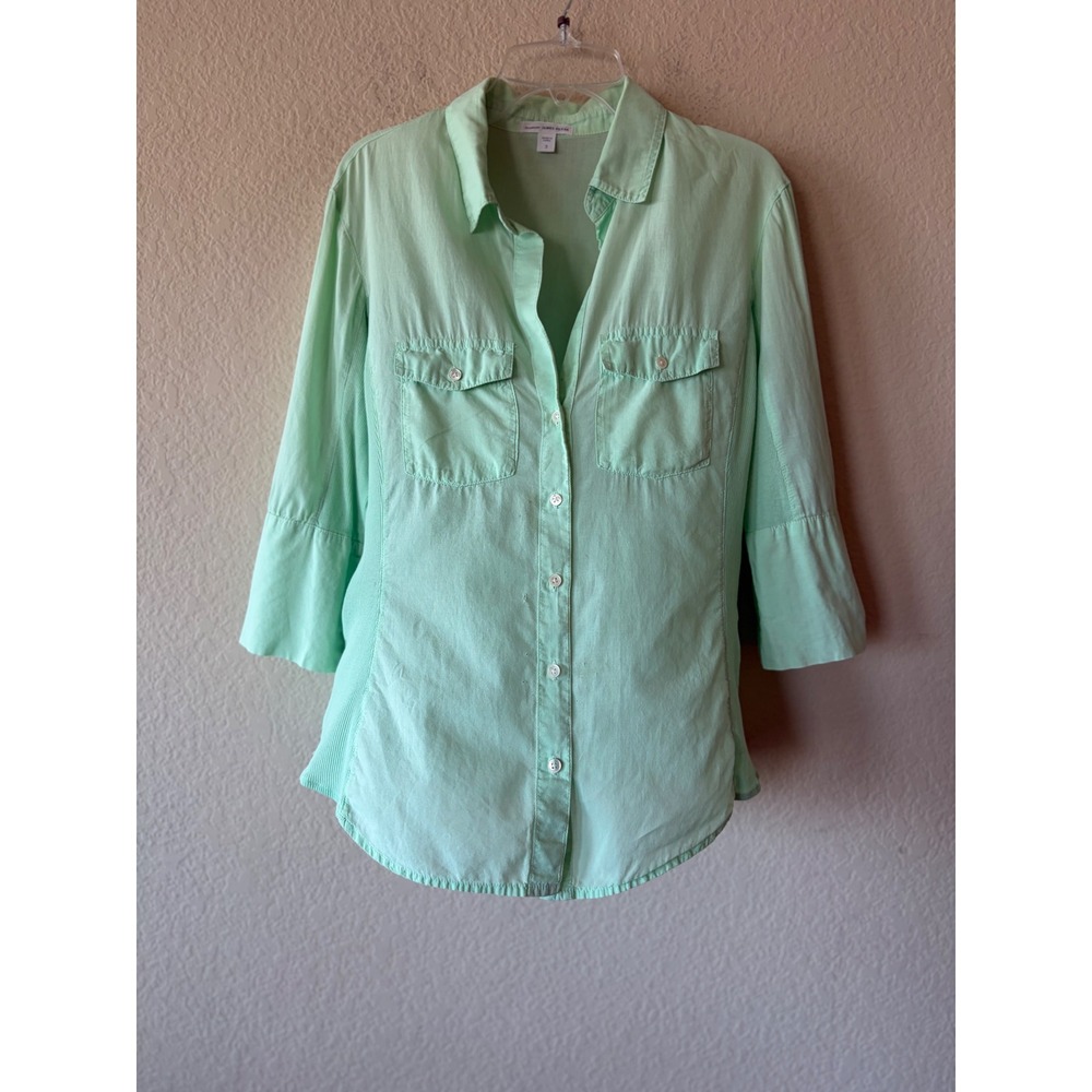 Standard James Perse Mint Green Cotton Button Down Shirt WLC3321CU Size 3